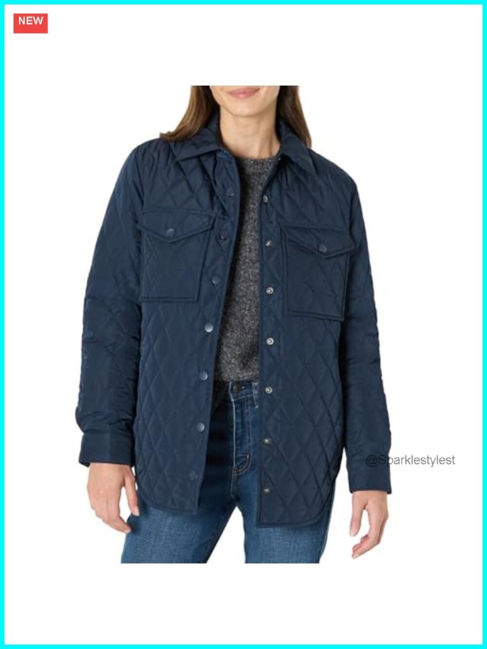 Women's Regular-Fit Quilted Jacket Snap Closure Diamond Quilting